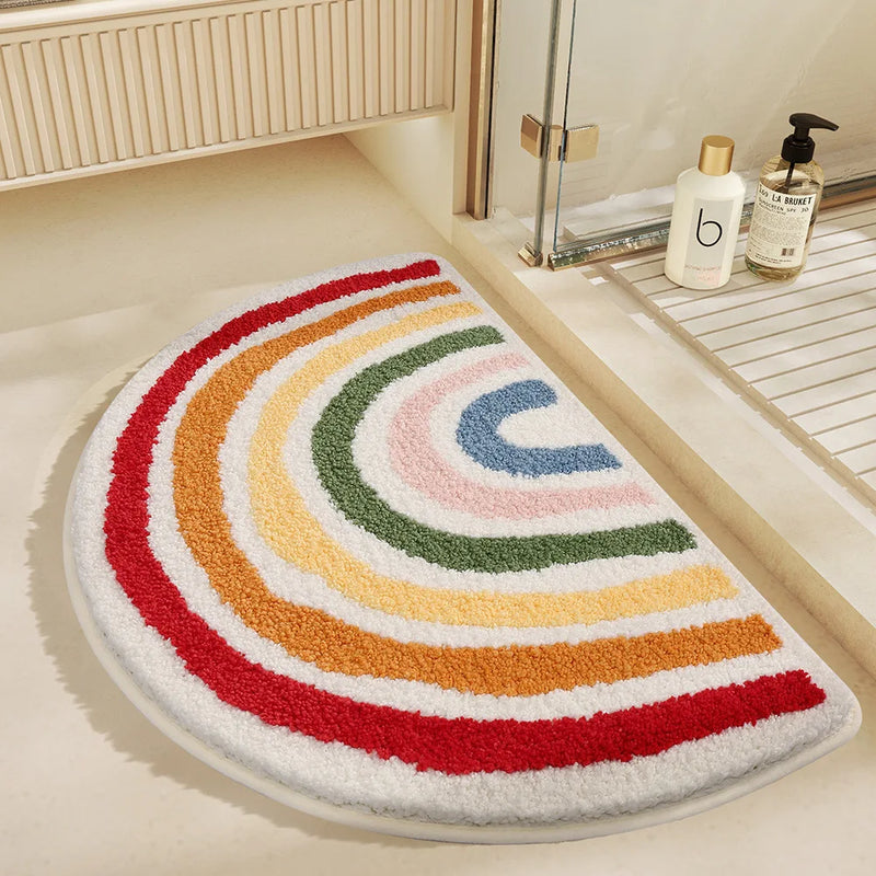 Cartoon Cute Bedside Rug Semicircle Rainbow Rugs for Bedroom Modern Children's Room Carpet Large Area Carpets for Living Room