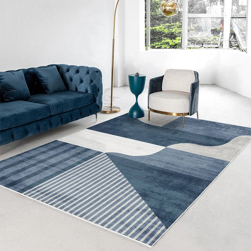 Retro Blue Geometric Living Room Decoration Carpet Cloakroom Leisure Carpets Bedroom Large Area Rug Studio Study Anti-dirty Rugs