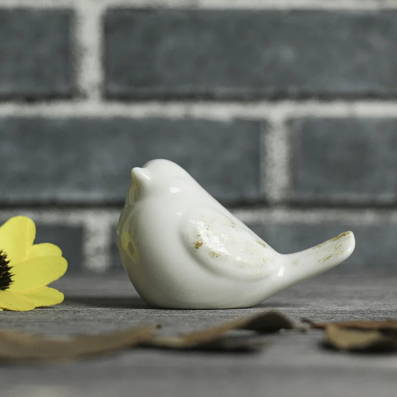 Nordic Ceramic Birds for Wedding Decoration Home Cabinet Ornaments White Statue Children Gift Figurines Glaze Craft