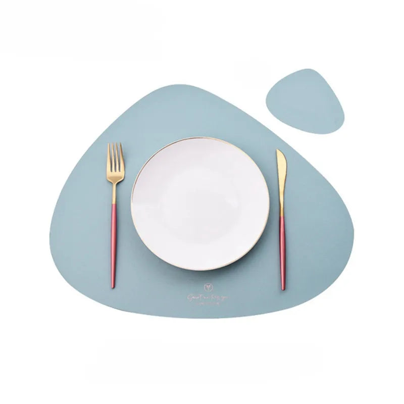 1/2/4PCS Triangle Placemat and Coaster Sets Faux Leather Luxury Table Pad Place Mat Tableware Cafe Pad Food Mat Салфетки 테이블매트