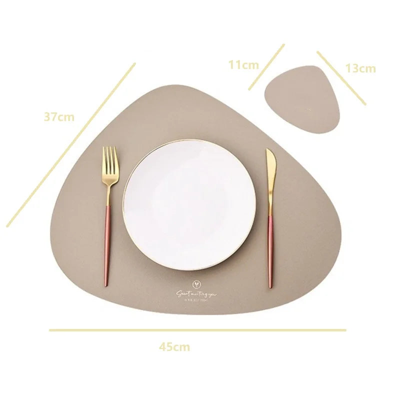 1/2/4PCS Triangle Placemat and Coaster Sets Faux Leather Luxury Table Pad Place Mat Tableware Cafe Pad Food Mat Салфетки 테이블매트