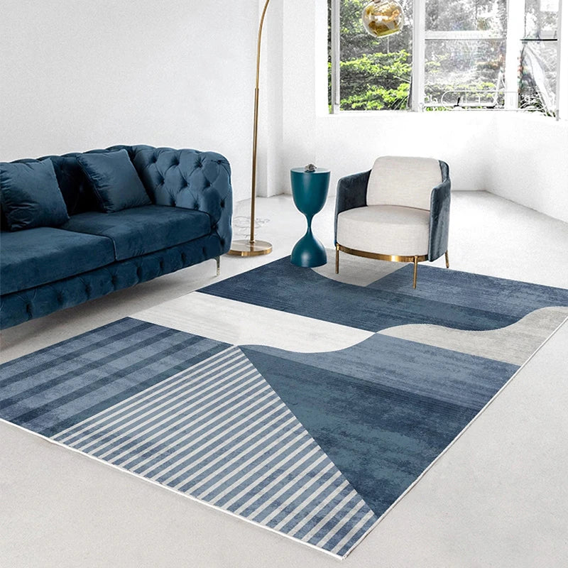 Retro Blue Geometric Living Room Decoration Carpet Cloakroom Leisure Carpets Bedroom Large Area Rug Studio Study Anti-dirty Rugs