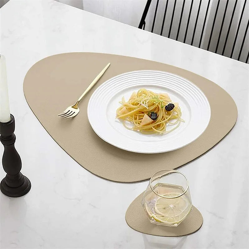 1/2/4PCS Triangle Placemat and Coaster Sets Faux Leather Luxury Table Pad Place Mat Tableware Cafe Pad Food Mat Салфетки 테이블매트