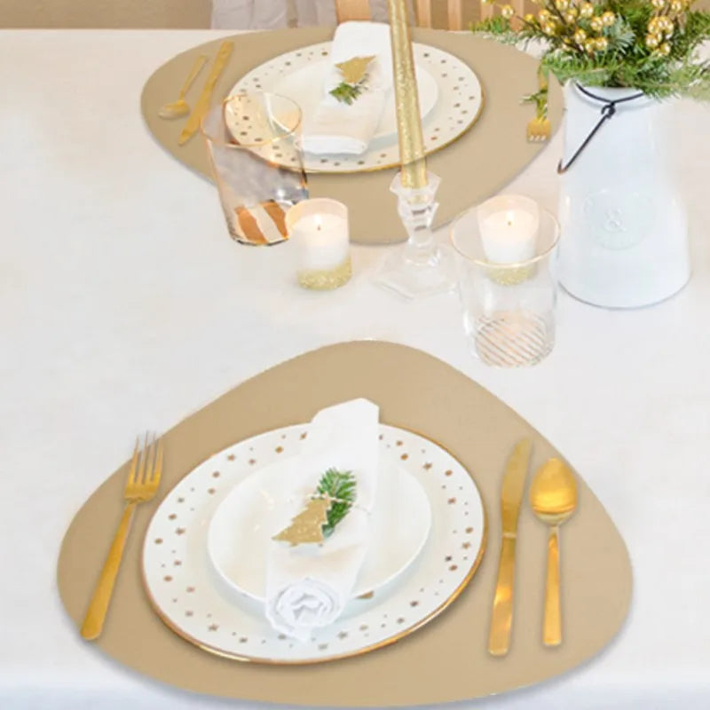1/2/4PCS Triangle Placemat and Coaster Sets Faux Leather Luxury Table Pad Place Mat Tableware Cafe Pad Food Mat Салфетки 테이블매트