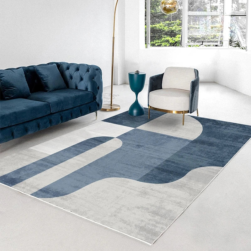 Retro Blue Geometric Living Room Decoration Carpet Cloakroom Leisure Carpets Bedroom Large Area Rug Studio Study Anti-dirty Rugs