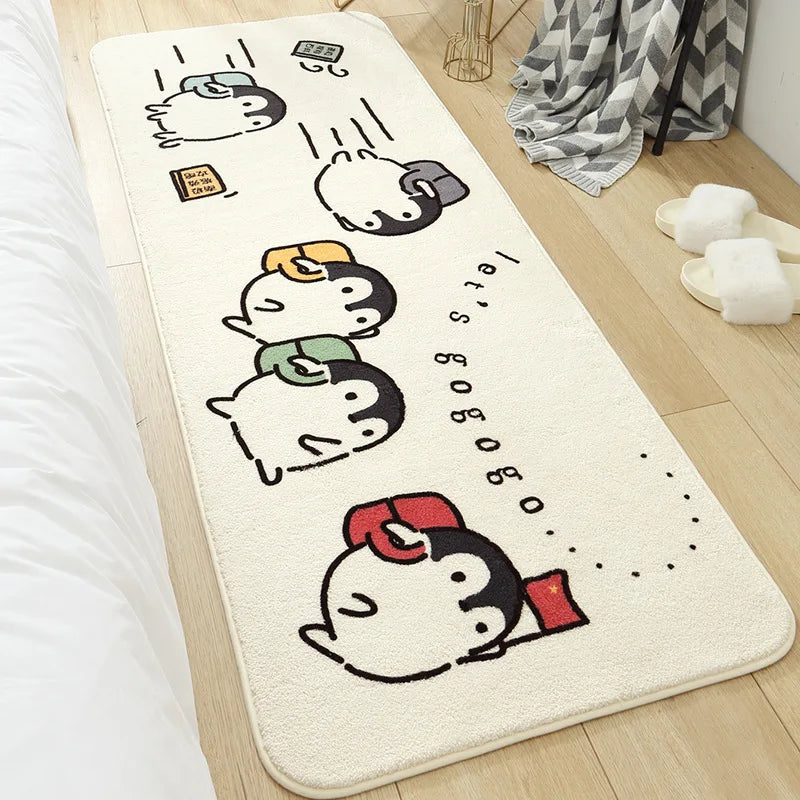 Home Bedroom Long Strip Carpet Cartoon Rainbow Children's Room Lounge Rug Furry Cute Rug Living Room Entrance Non-slip Doormat