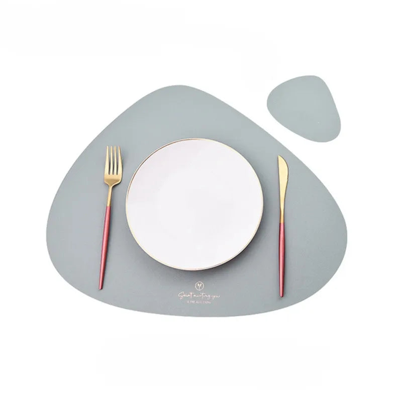 1/2/4PCS Triangle Placemat and Coaster Sets Faux Leather Luxury Table Pad Place Mat Tableware Cafe Pad Food Mat Салфетки 테이블매트
