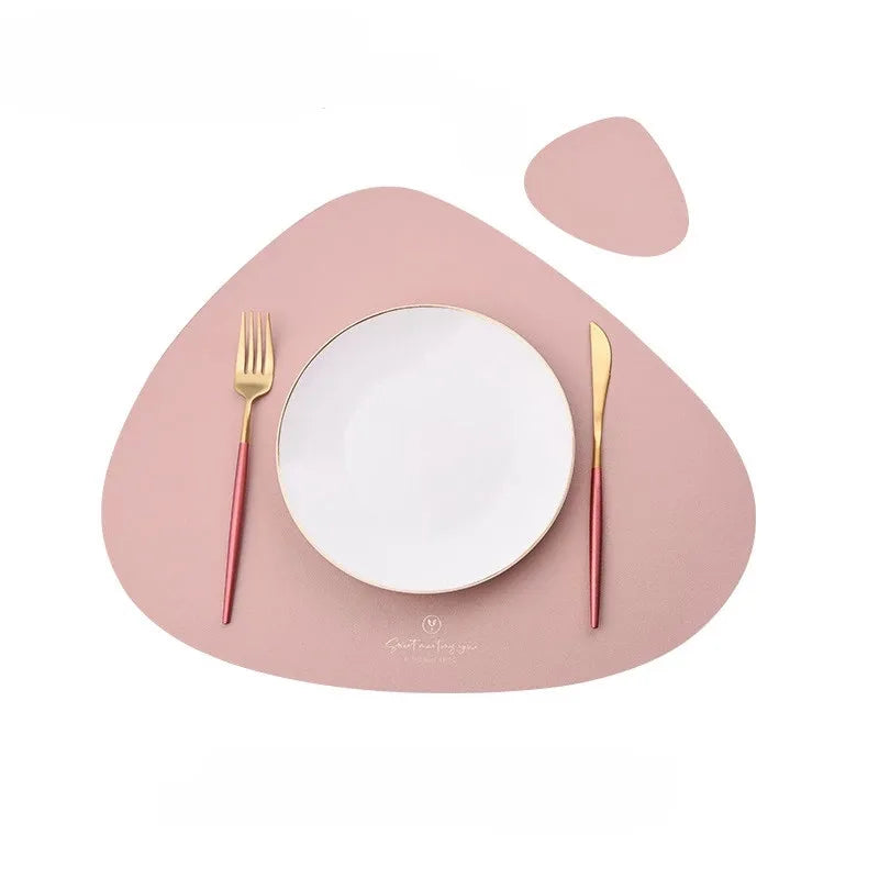 1/2/4PCS Triangle Placemat and Coaster Sets Faux Leather Luxury Table Pad Place Mat Tableware Cafe Pad Food Mat Салфетки 테이블매트