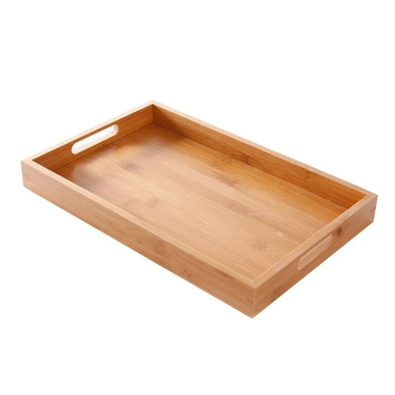 Bandeja organizadora de bambu com alças